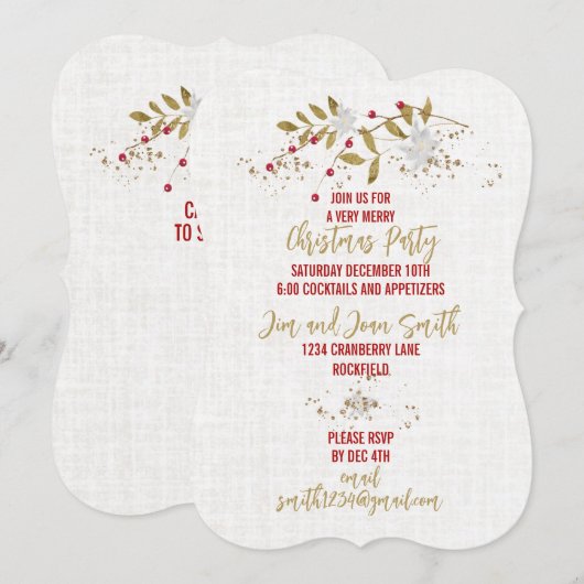 Trendy Classy Poinsettia Kerstfeest Kaart (Voorkant / Achterkant)