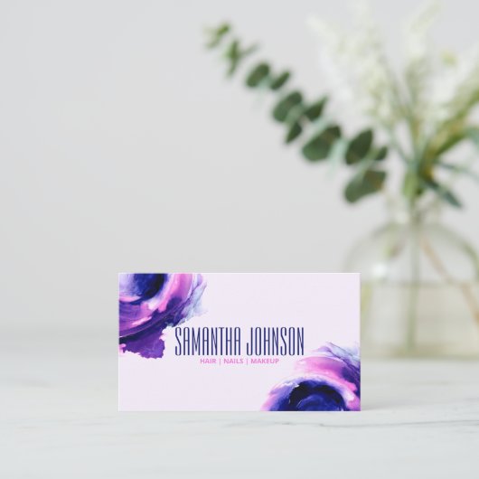 Trendy Classy Royal Paarse Modern Brush Stroke Visitekaartje (Staand voorkant)