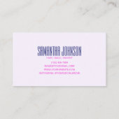 Trendy Classy Royal Paarse Modern Brush Stroke Visitekaartje (Achterkant)