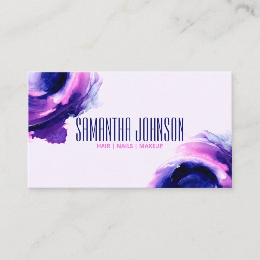 Trendy Classy Royal Paarse Modern Brush Stroke Visitekaartje (Voorkant)