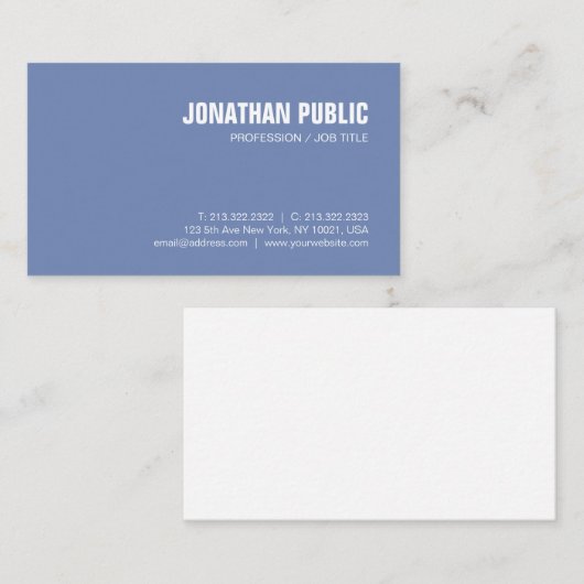 Trendy Clean Creative Design Blue White Plain Luxe Visitekaartje (Voorkant / Achterkant)