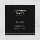 Trendy Clean Design Elegant Black Gold Plain Luxe Vierkante Visitekaartje (Achterkant)