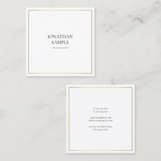 Trendy Clean Design Elegant Gold Kijk Professional Vierkante Visitekaartje (Voorkant / Achterkant)