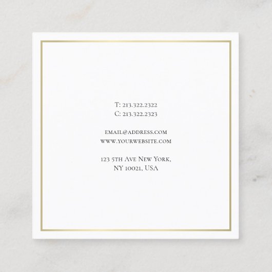 Trendy Clean Design Elegant Gold Kijk Professional Vierkante Visitekaartje (Achterkant)