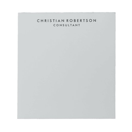 Trendy Clean Eenvoudige Grijze Consultant Business Notitieblok (Voorkant)