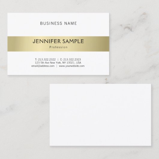 Trendy Clean Plain Elegant Gold Modern Design Luxe Visitekaartje (Voorkant / Achterkant)