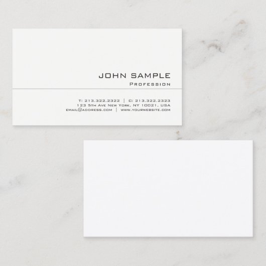 Trendy Clean Professional Creatief Elegant Wit Visitekaartje (Voorkant / Achterkant)