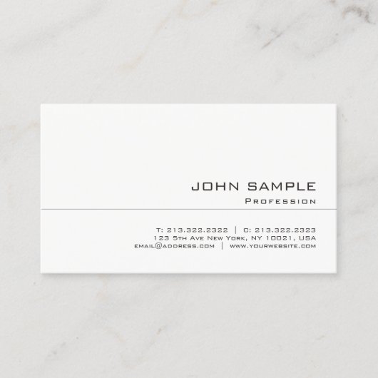 Trendy Clean Professional Creatief Elegant Wit Visitekaartje (Voorkant)