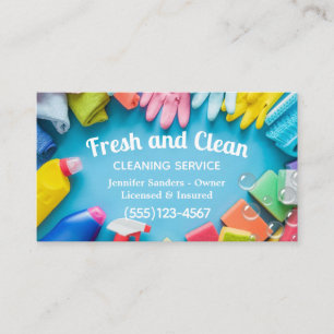 Trendy Cleaning Supplies Housekeeping Service Visitekaartje