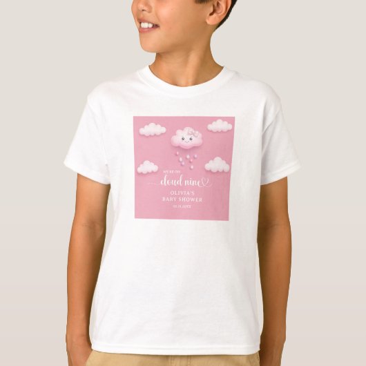 Trendy cloud negen roze sky girl baby shower t-shirt (Voorkant)