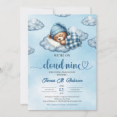 Trendy cloud negen teddybeer Boy Baby shower Kaart (Voorkant)