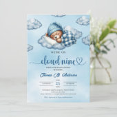 Trendy cloud negen teddybeer Boy Baby shower Kaart (Staand voorkant)