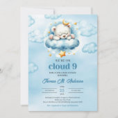 Trendy cloud negen teddybeer Boy Baby shower Kaart (Voorkant)