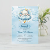 Trendy cloud negen teddybeer Boy Baby shower Kaart (Staand voorkant)