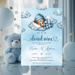 Trendy cloud negen teddybeer Boy Baby shower Kaart