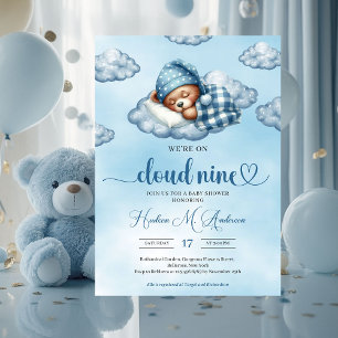 Trendy cloud negen teddybeer Boy Baby shower Kaart