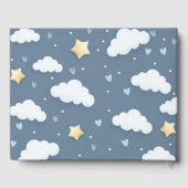 Trendy Cloud Theme Baby shower Dusty Blue Gastenboek (Achterkant)