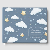Trendy Cloud Theme Baby shower Dusty Blue Gastenboek (Voorkant)