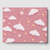 Trendy Cloud Theme Dusty Pink Baby shower Gastenboek (Achterkant)