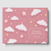Trendy Cloud Theme Dusty Pink Baby shower Gastenboek (Voorkant)