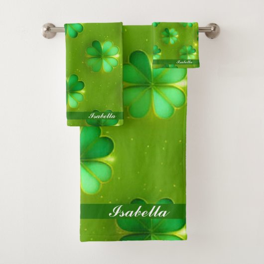 Trendy Clover 4 Lijsten Groen Collectie Bad Handdoek (Insitu)