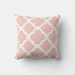 Trendy Clover Patroon in Powder Pink en White Kussen
