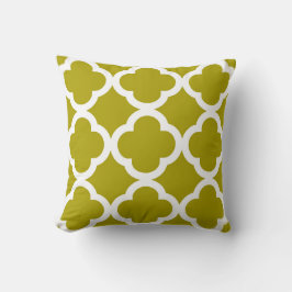 Trendy Clover Pattern in Chartreuse Green Kussen