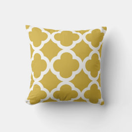 Trendy Clover Pattern in Mustard and White Kussen