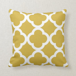 Trendy Clover Pattern in Mustard and White Kussen