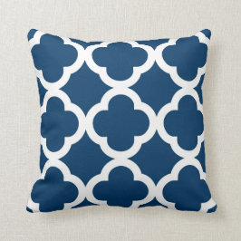 Trendy Clover Pattern in Navy Blue en White Kussen