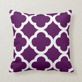 Trendy Clover Pattern in Plum and White Kussen