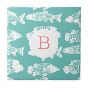Trendy Coastal Boho Chic White Floral Fish Tegeltje