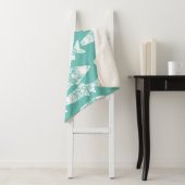 Trendy Coastal White Floral Fish & Zee Green Sherpa Deken (In situ)