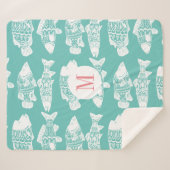 Trendy Coastal White Floral Fish & Zee Green Sherpa Deken (Voorkant (horizontaal))