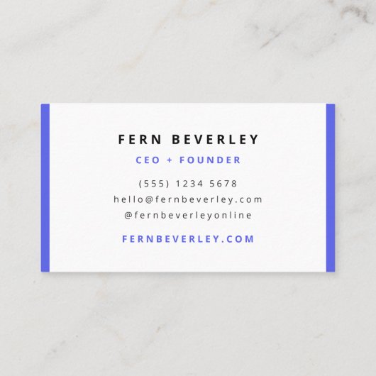 Trendy Cobalt Blue Modern Minimal Simple Stylish Visitekaartje (Achterkant)