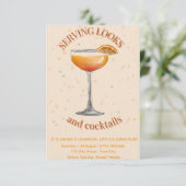 Trendy Cocktail Party Birthday Invitation – Glam & Save The Date (Staand voorkant)