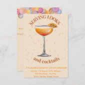 Trendy Cocktail Party Birthday Invitation – Glam & Save The Date (Voorkant / Achterkant)