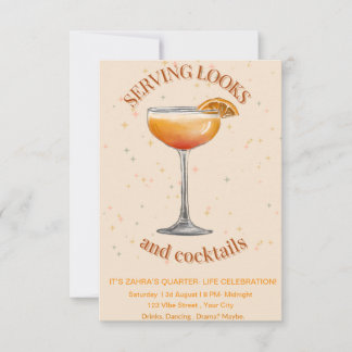 Trendy Cocktail Party Birthday Invitation – Glam & Save The Date