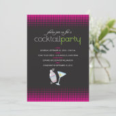 Trendy Cocktail Party Invitation (fuschia) Kaart (Staand voorkant)