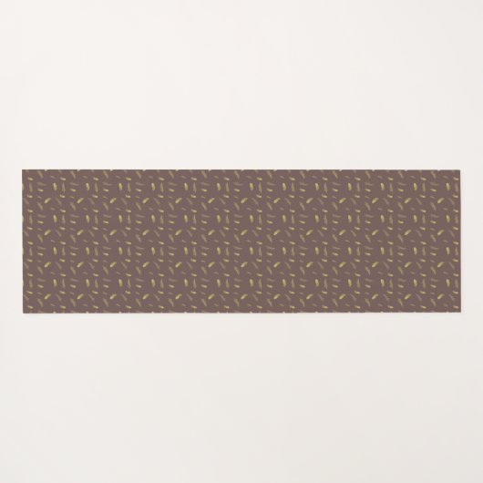 Trendy Coffee Brown en Golden Feathers Yoga Mat (Achterkant (horizontaal))