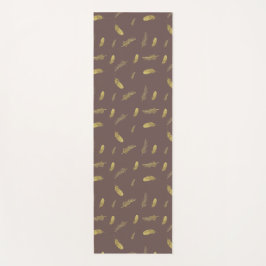 Trendy Coffee Brown en Golden Feathers Yoga Mat
