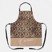 Trendy Coffee Lover Pattern Persoonlijke naam Apro Schort (Voorkant)