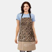 Trendy Coffee Lover Pattern Persoonlijke naam Apro Schort (Gedragen)