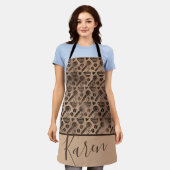 Trendy Coffee Lover Pattern Persoonlijke naam Schort (Gedragen)