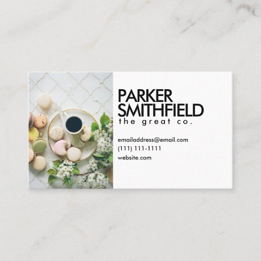 Trendy Coffee Shop Macaroons Visitekaartje (Voorkant)