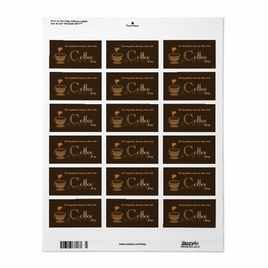 Trendy coffeeshop adreslabel etiket (Full Sheet)