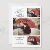 Trendy Collage 3 Foto's Wedding Engaged Couple Save The Date (Voorkant)
