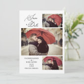Trendy Collage 3 Foto's Wedding Engaged Couple Save The Date (Staand voorkant)