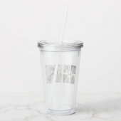 Trendy Collage Familie Foto zwart-wit Initiaal Acryl Drinkbeker (Achterkant)