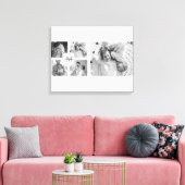 Trendy Collage Familie Foto zwart-wit Initiaal Canvas Afdruk (Insitu (Woonkamer))